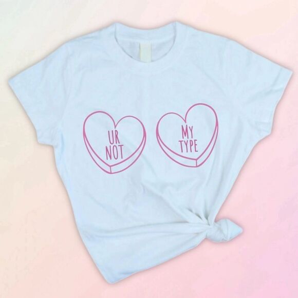 Anti-Valentine’s Day, Conversation Heart Tee, Slim Fit, Size S-3X - Picture 1 of 6